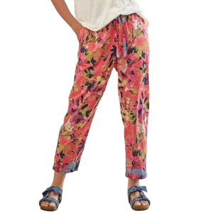 Sundance Luna Apricot Floral Beach Cropped Pull On Pants